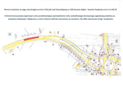 Ruch wahadłowy na ul. Krygiera w Szczecinie
