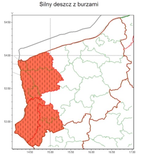 Ostrzeżenie przed burzami województwo zachodniopomorskie 30 czerwca 2021 r.